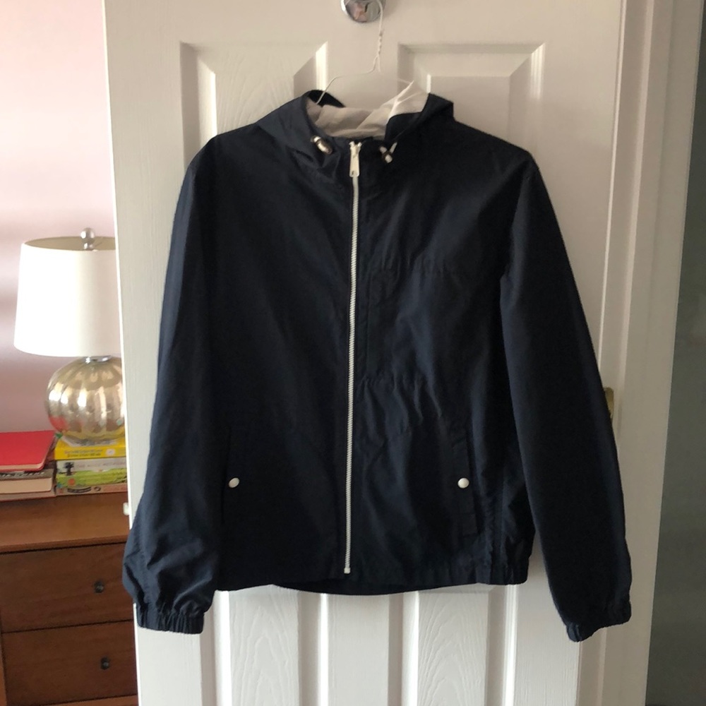 Jcrew nautical Mens Navy Raincoat w/ white details